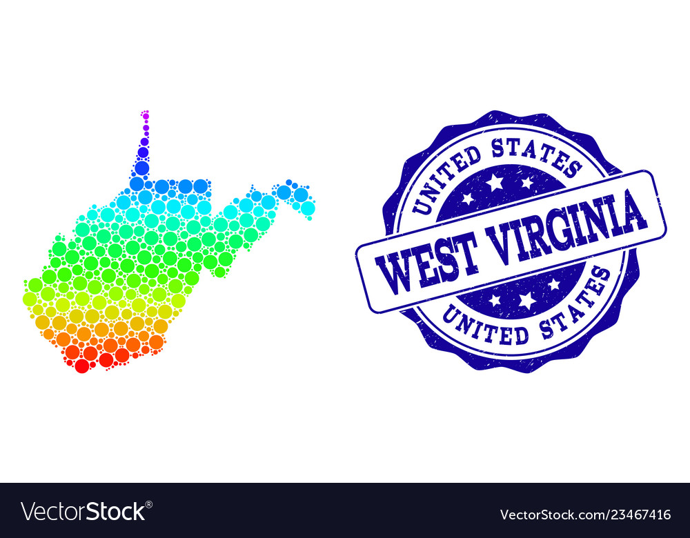 Dot spectrum map of west virginia state and grunge