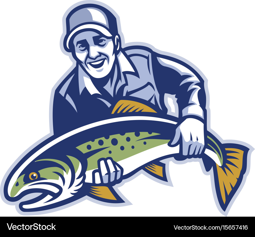 Fisherman hold the big trout fish Royalty Free Vector Image