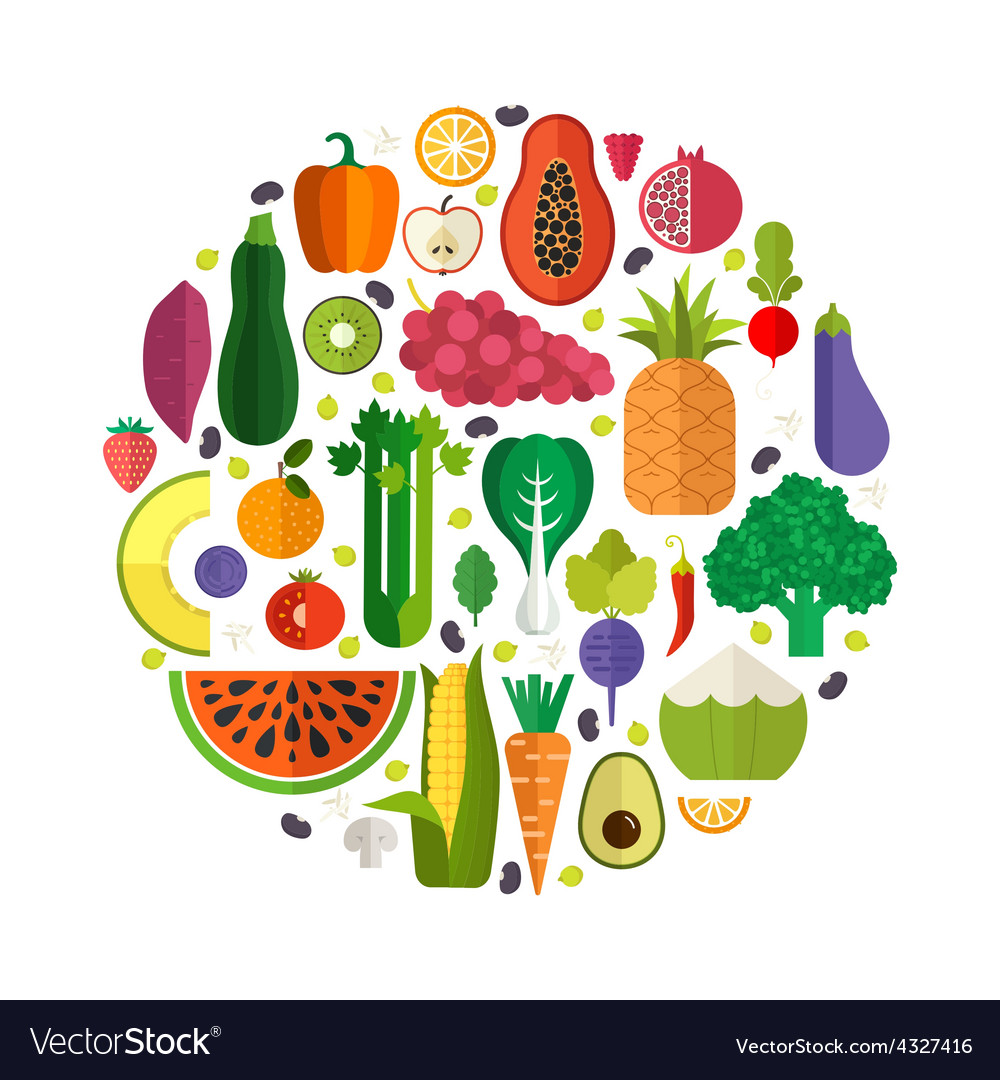 Fresh Vegetables And Fruits Royalty Free Vector Image