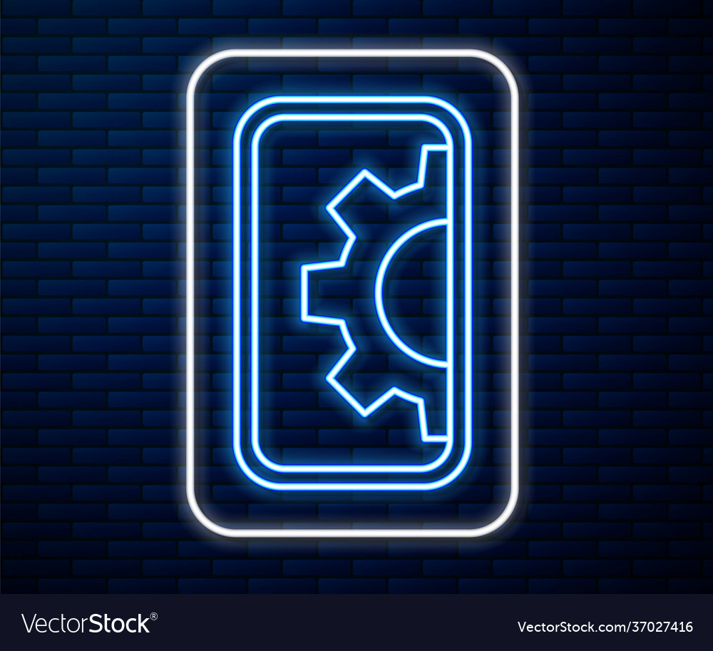 Glowing neon line software web development vector image Glowing neon line software web development