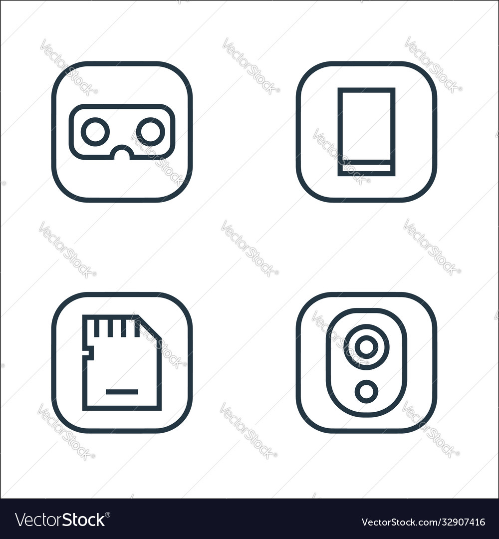 Hardware and gadgets line icons linear set vector image Hardware and gadgets line icons linear set