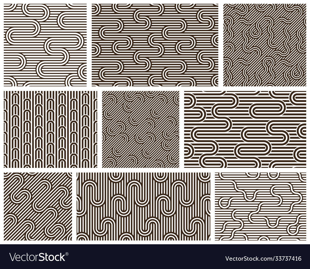 Linear seamless backgrounds with twisted lines vector image Linear seamless backgrounds with twisted lines