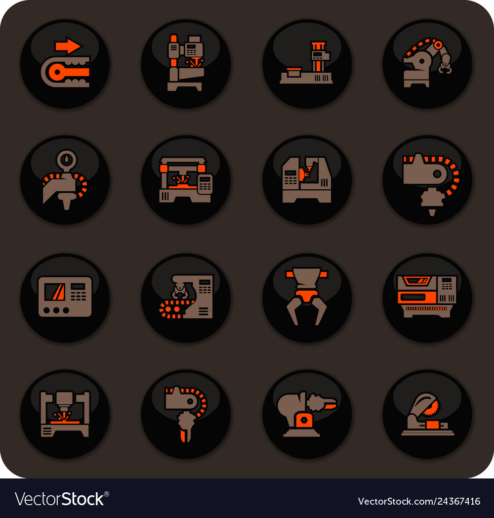 Machine tool icons set vector image Machine tool icons set