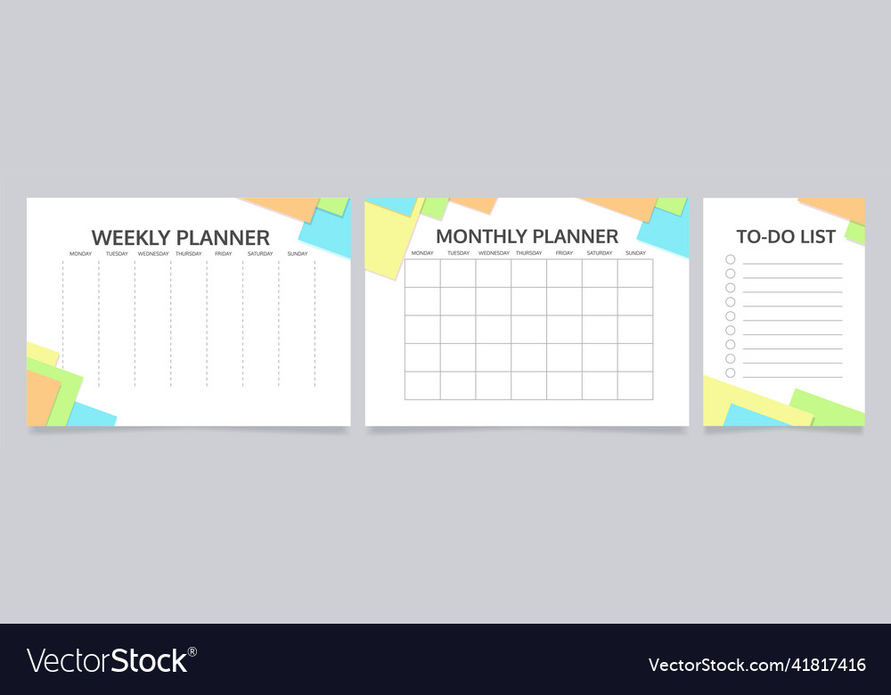 Managing workload worksheet design template set vector image Managing workload worksheet design template set