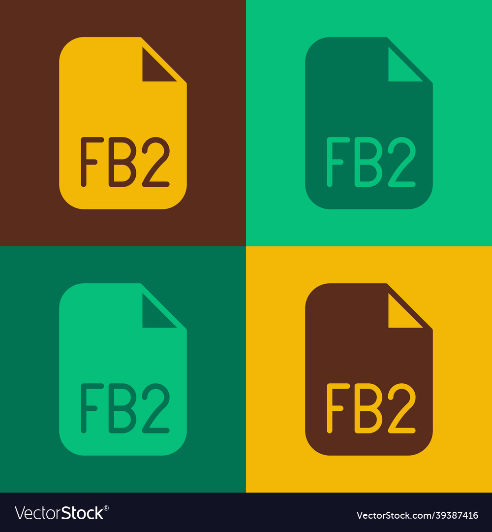 Pop art fb2 file icon isolated on color background