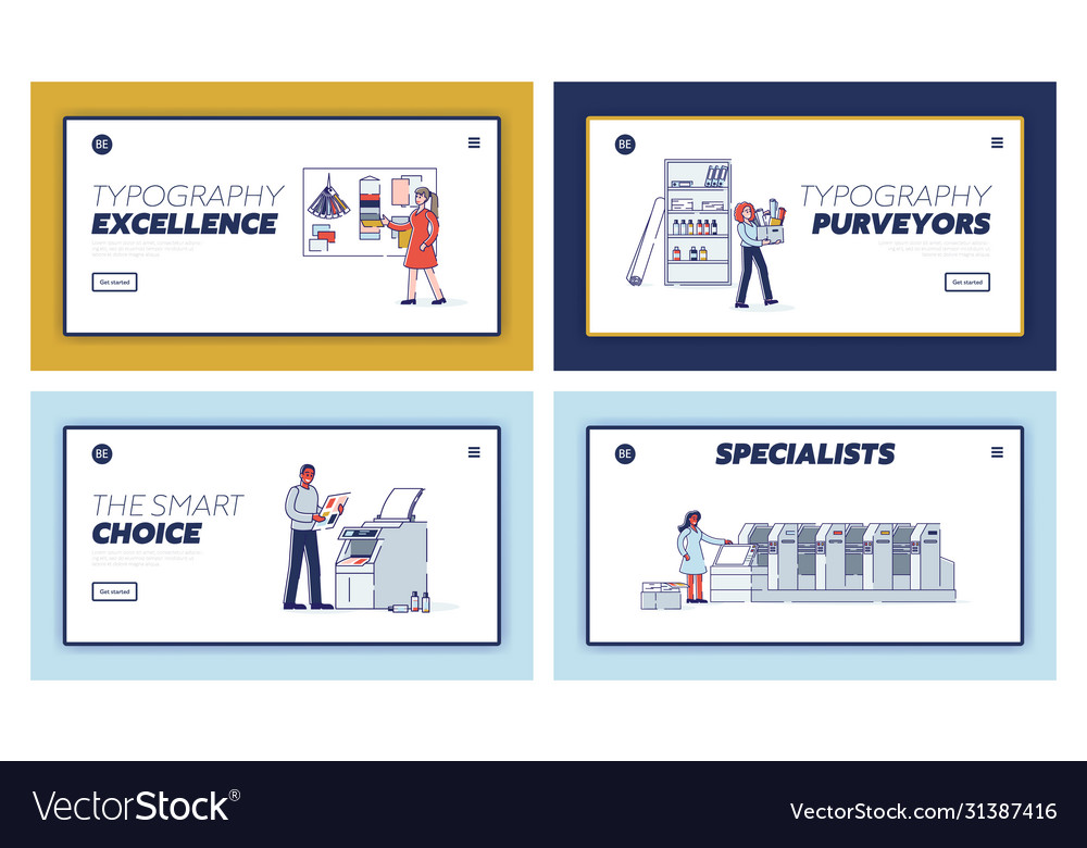 Print service landing pages set professional