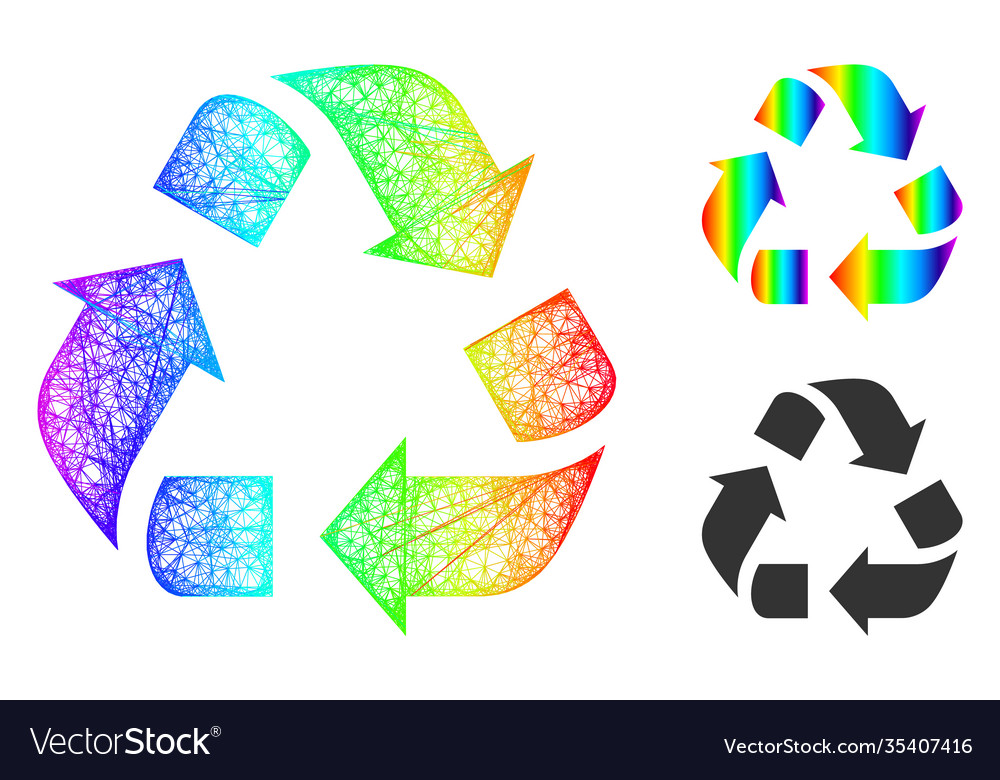 Rainbow net mesh gradient recycle icon vector image Rainbow net mesh gradient recycle icon