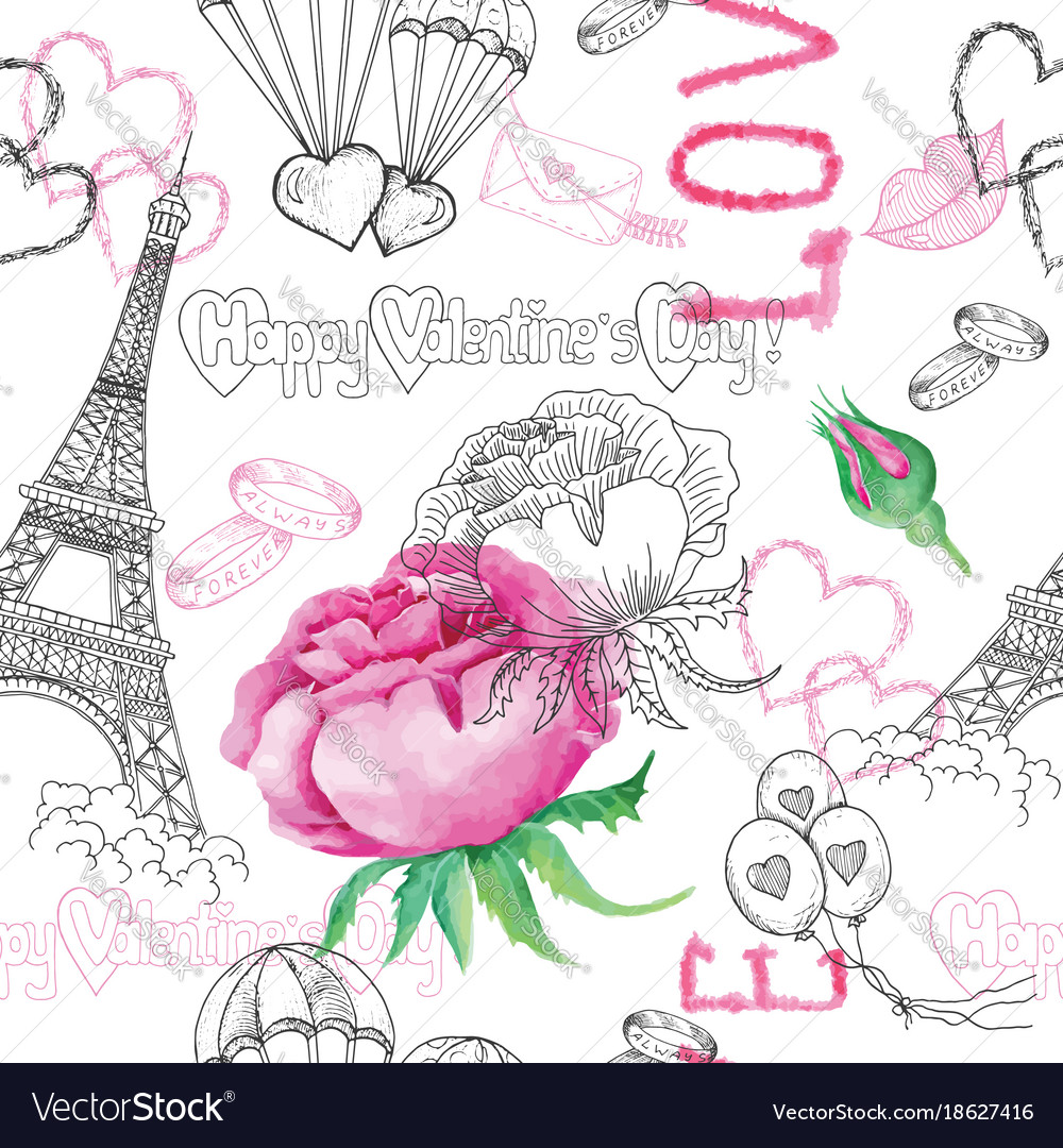 Seamless pattern with the eiffel tower