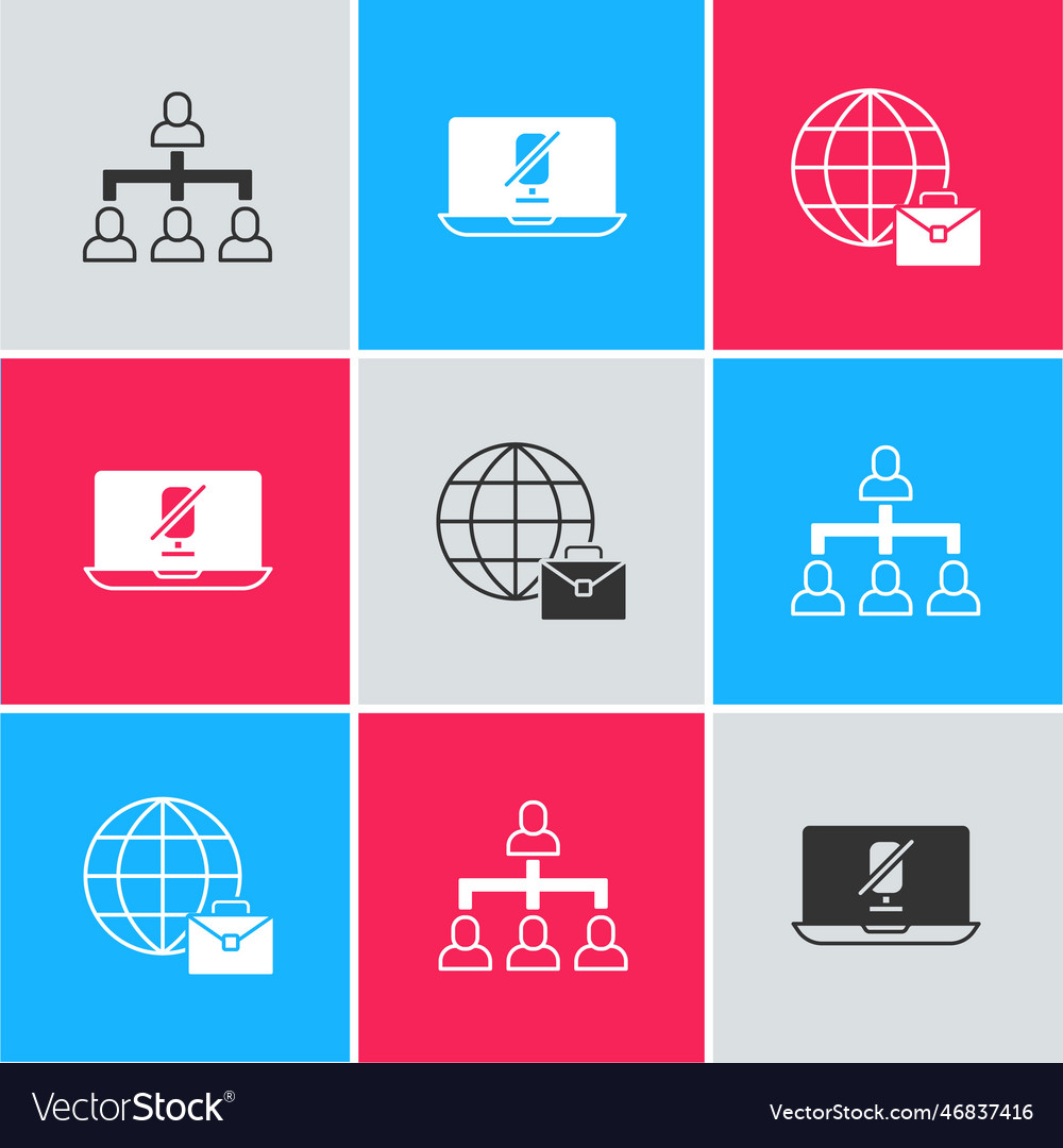 Set hierarchy organogram chart mute microphone Vector Image Set hierarchy organogram chart mute microphone