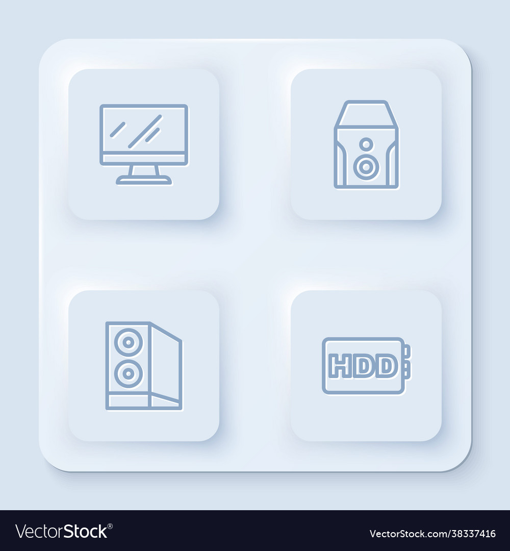 Set line computer monitor screen uninterruptible vector image Set line computer monitor screen uninterruptible