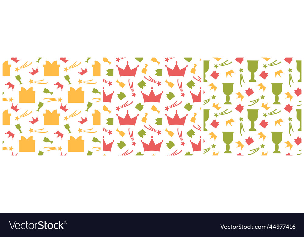 Set of happy epiphany day seamless pattern design vector image Set of happy epiphany day seamless pattern design
