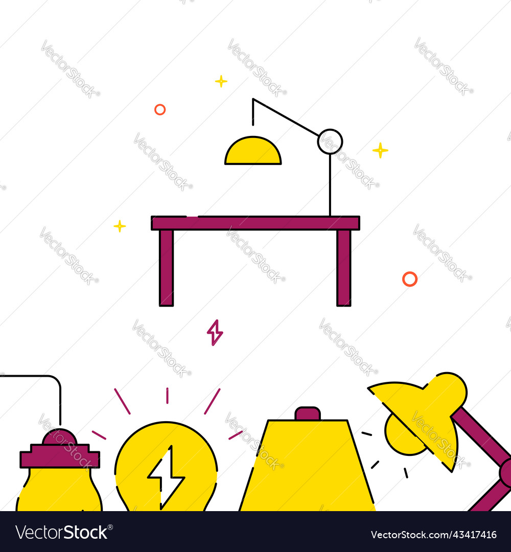 Table lamp filled line icon simple vector image Table lamp filled line icon simple