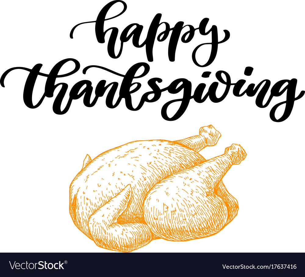 Thanksgiving day card with handwritten Royalty Free Vector