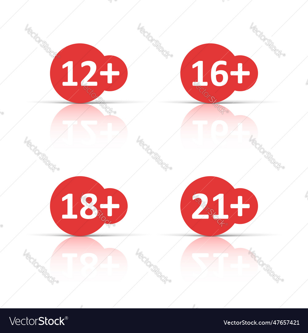 12 16 18 21 plus icon in flat style censorship