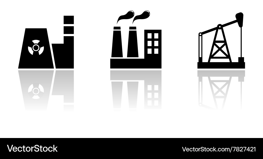 Black industrial set Royalty Free Vector Image