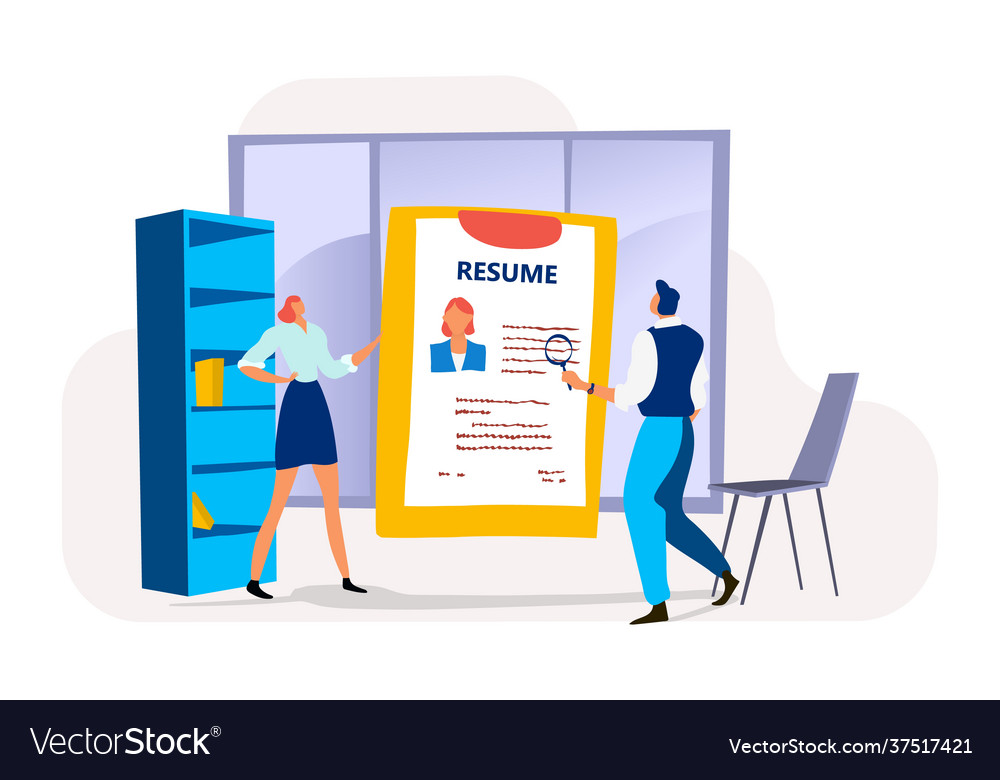 Businesswoman hold summary profile male human vector image Businesswoman hold summary profile male human