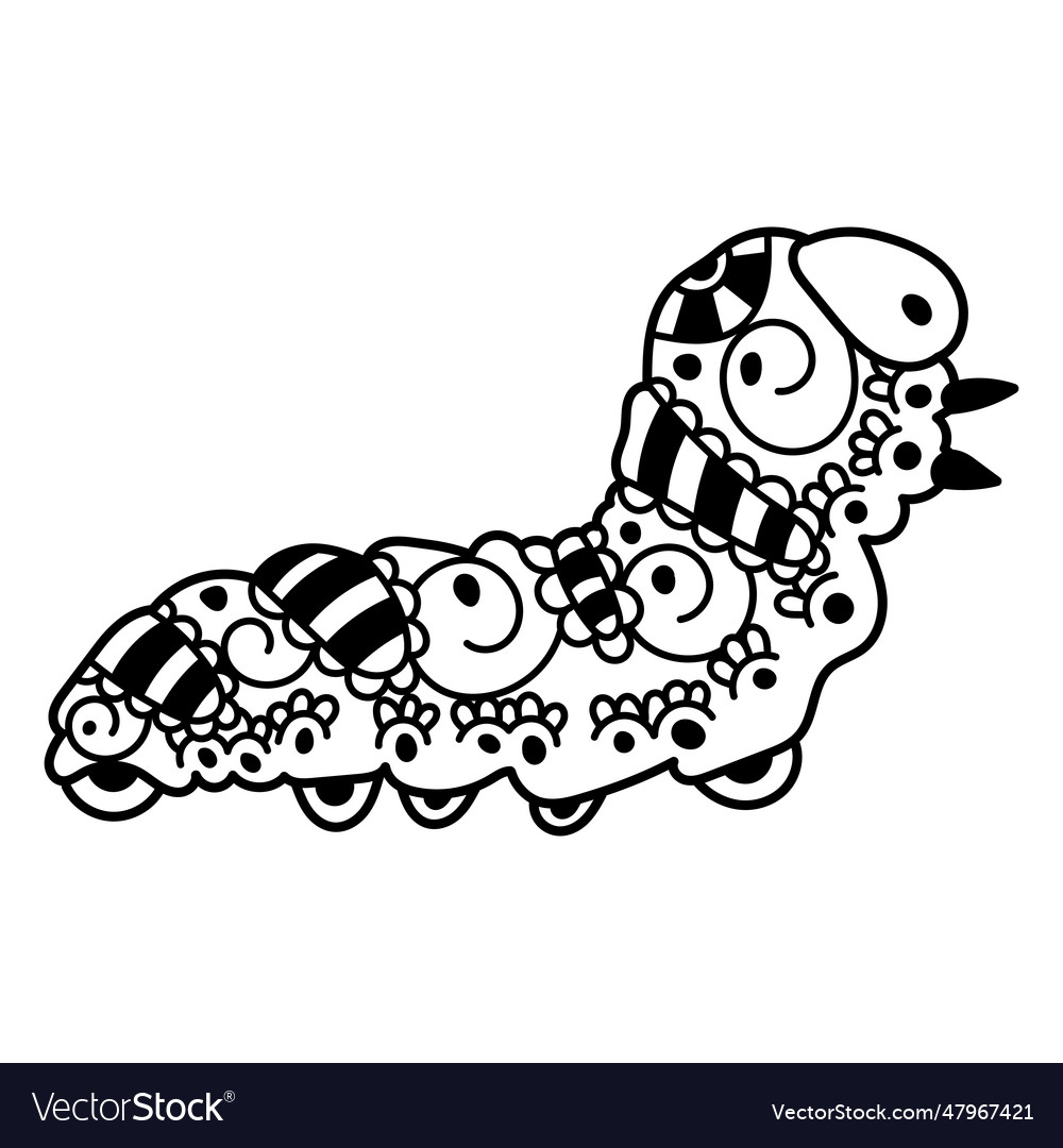 Caterpillar stretching mandala Royalty Free Vector Image