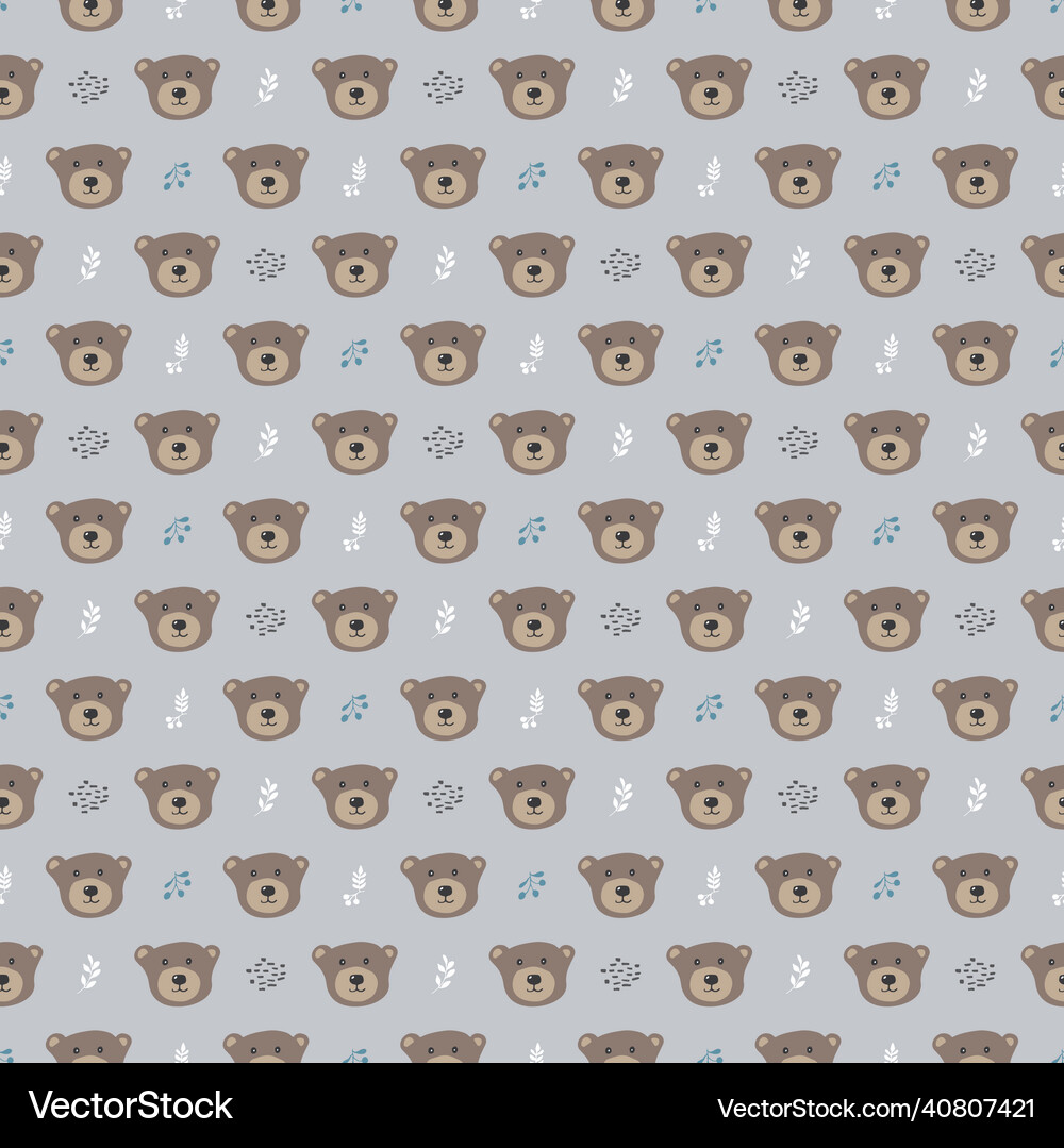 Cute bear seamless pattern cartoon animals Vector Image