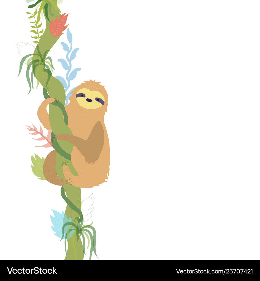 Cute character sloth Royalty Free Vector Image