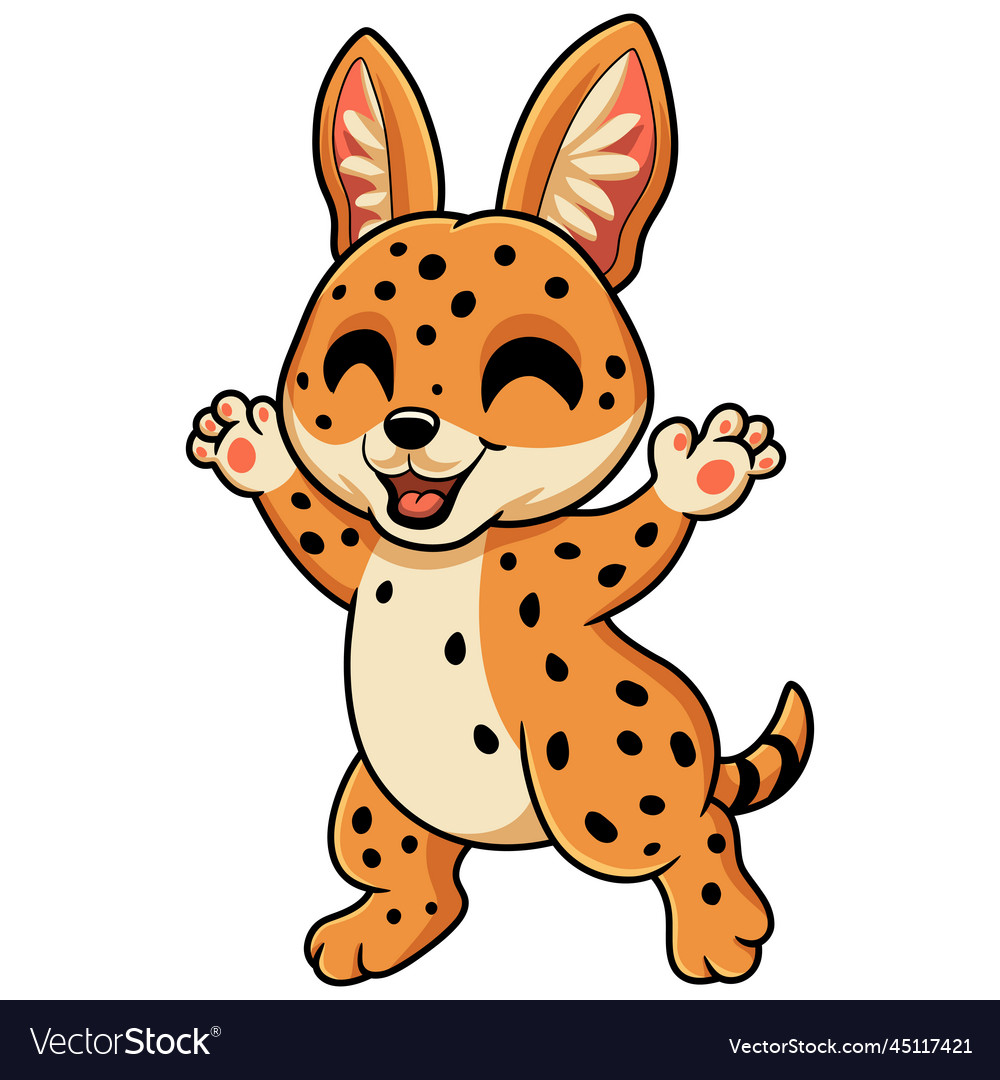 Cute serval cat cartoon walking