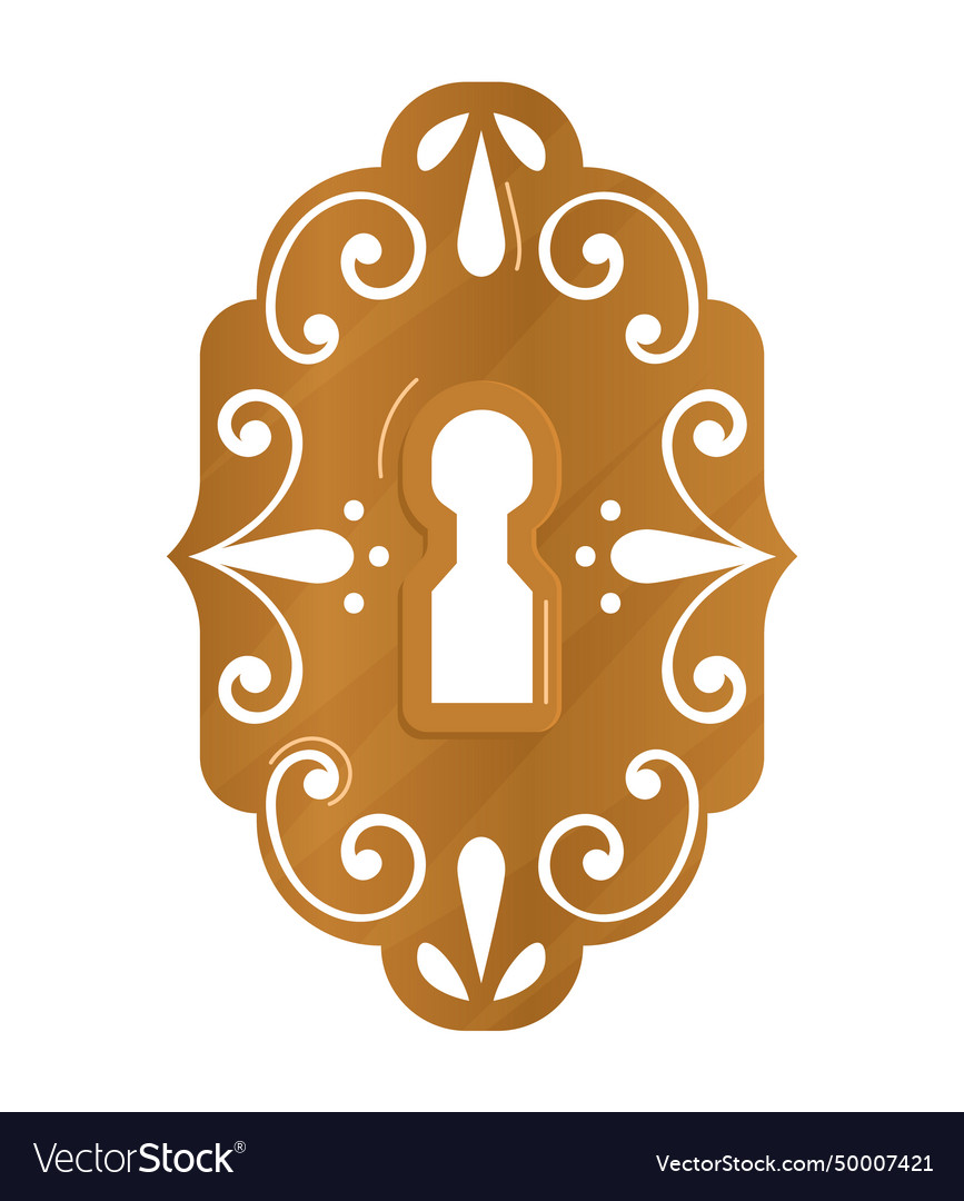 Golden keyhole on elegant ornate background Vector Image