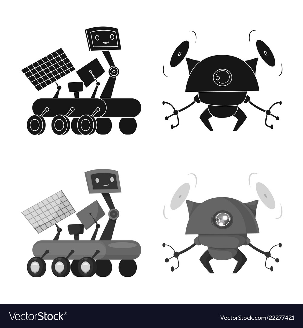 Isoliertes Objekt von Roboter und Werkssymbol vector image Isoliertes Objekt von Roboter und Werkssymbol