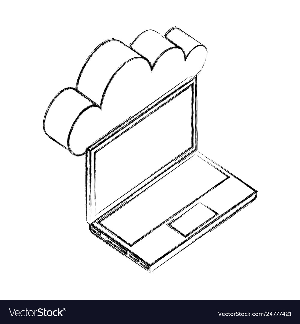 Laptop computer cloud storage network data Vector Image Laptop computer cloud storage network data