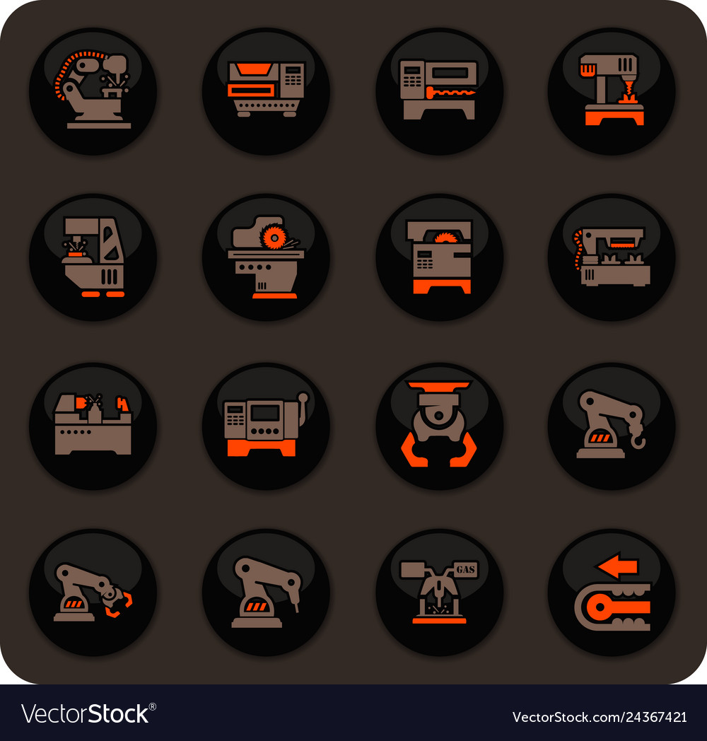 Machine tool icons set vector image Machine tool icons set