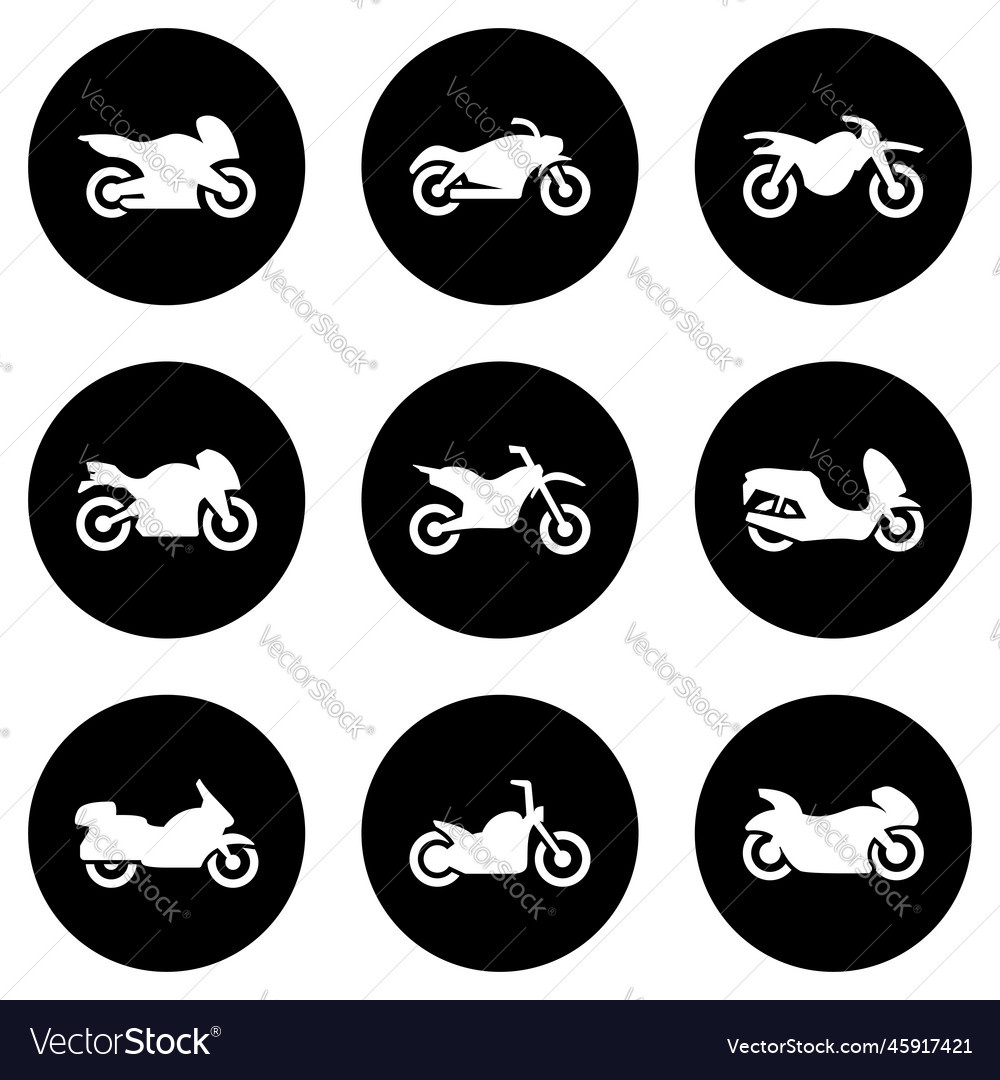 Set of white icons isolated against a black