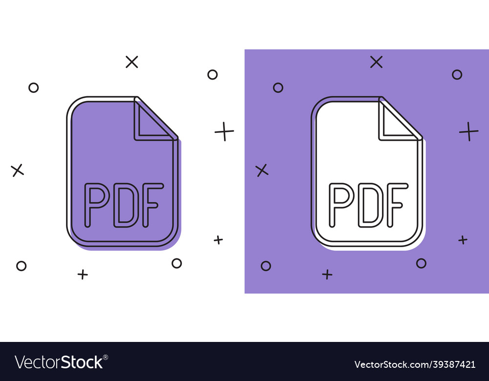 Set pdf file document download button icon vector image Set pdf file document download button icon