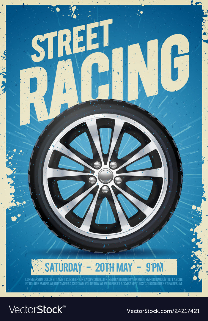 speed street racing poster with cool car wheel cool event posters