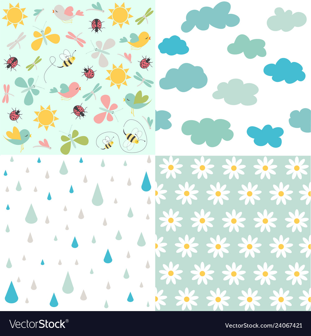 Spring patterns seamless backgrounds Vector Image Spring patterns seamless backgrounds
