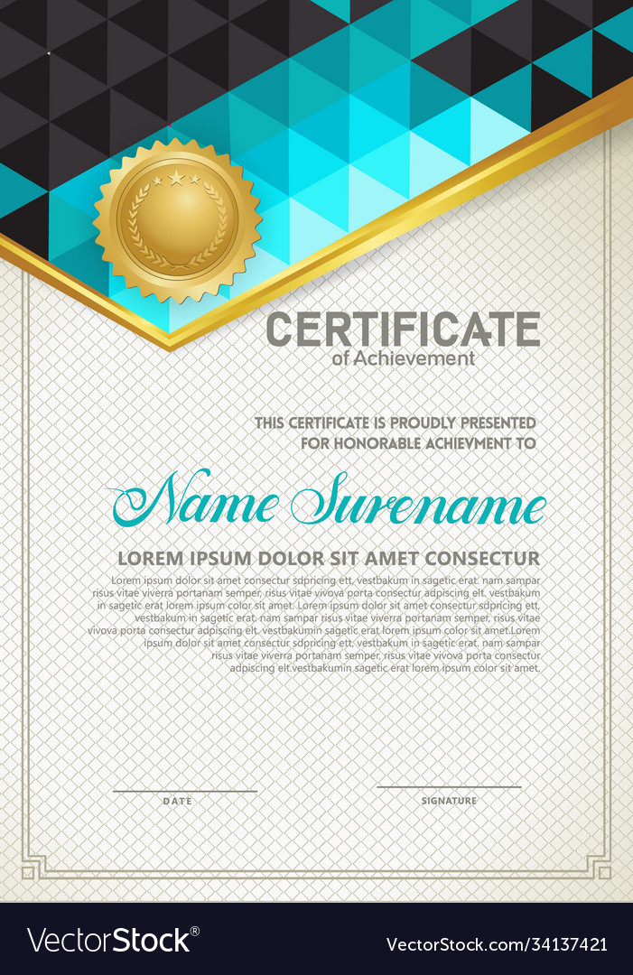 Vertical certificate template with triangle