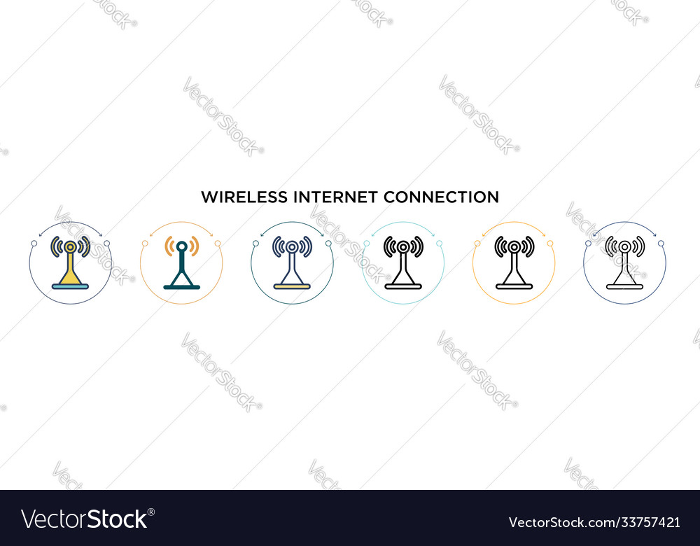 Wireless internet connection icon in filled thin