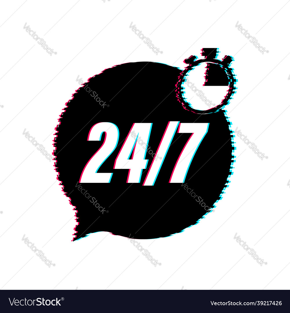 24-7 service concept open glitch icon