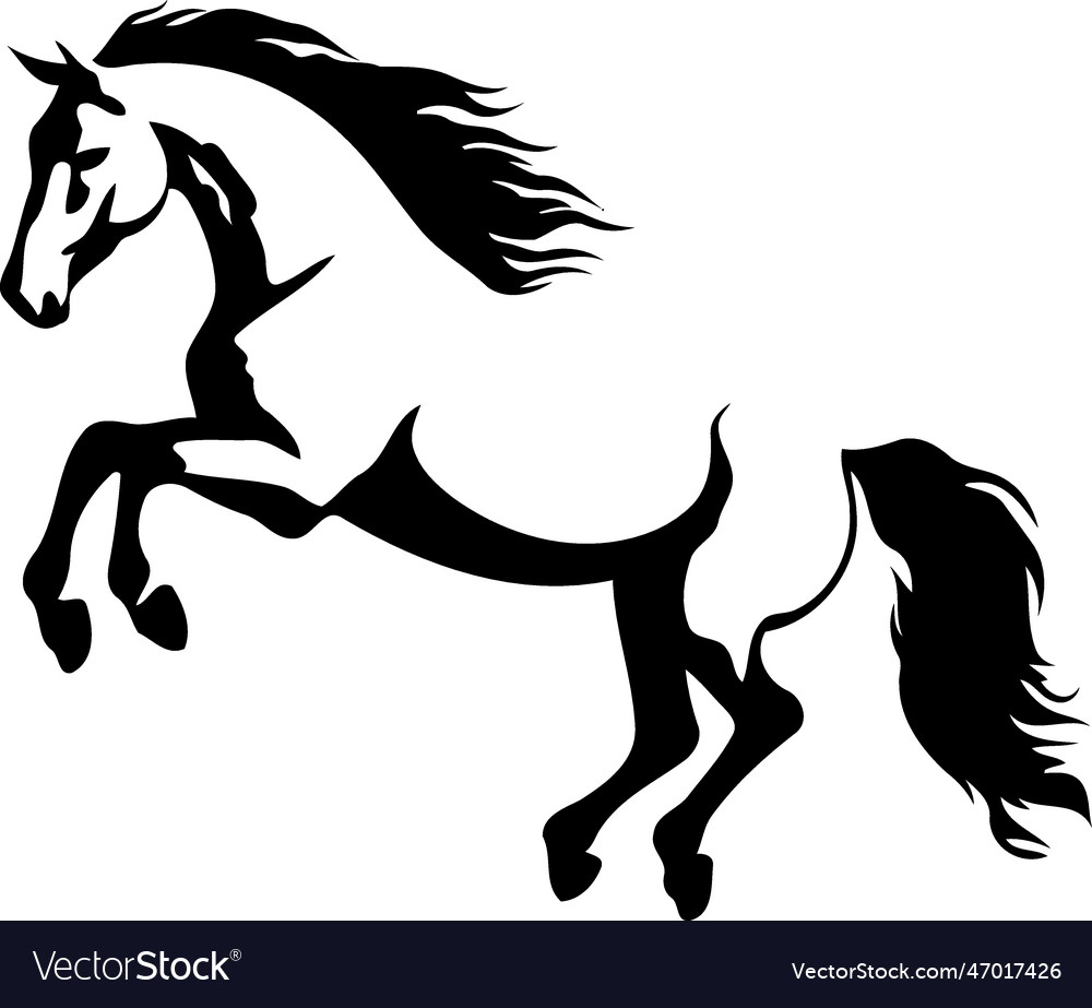Black Horse Rearing Silhouette