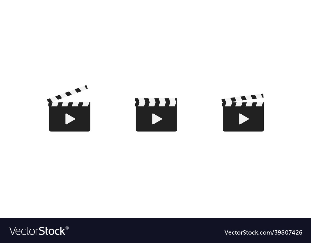 Clapperboard simple isolated icon set movie vector image Clapperboard simple isolated icon set movie