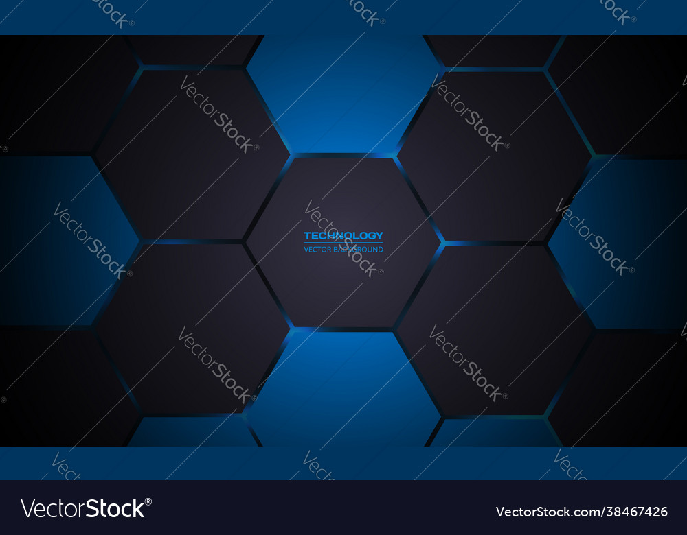 Dark gray hexagonal abstract technology background vector image Dark gray hexagonal abstract technology background