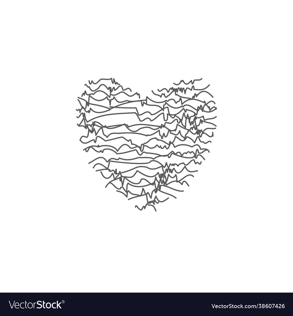 Heart made crumpled abstract lines isolated