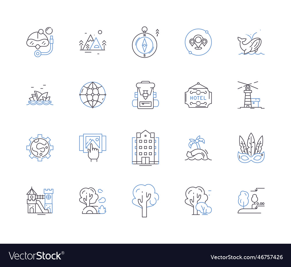 Holiday company outline icons collection vacation Vector Image