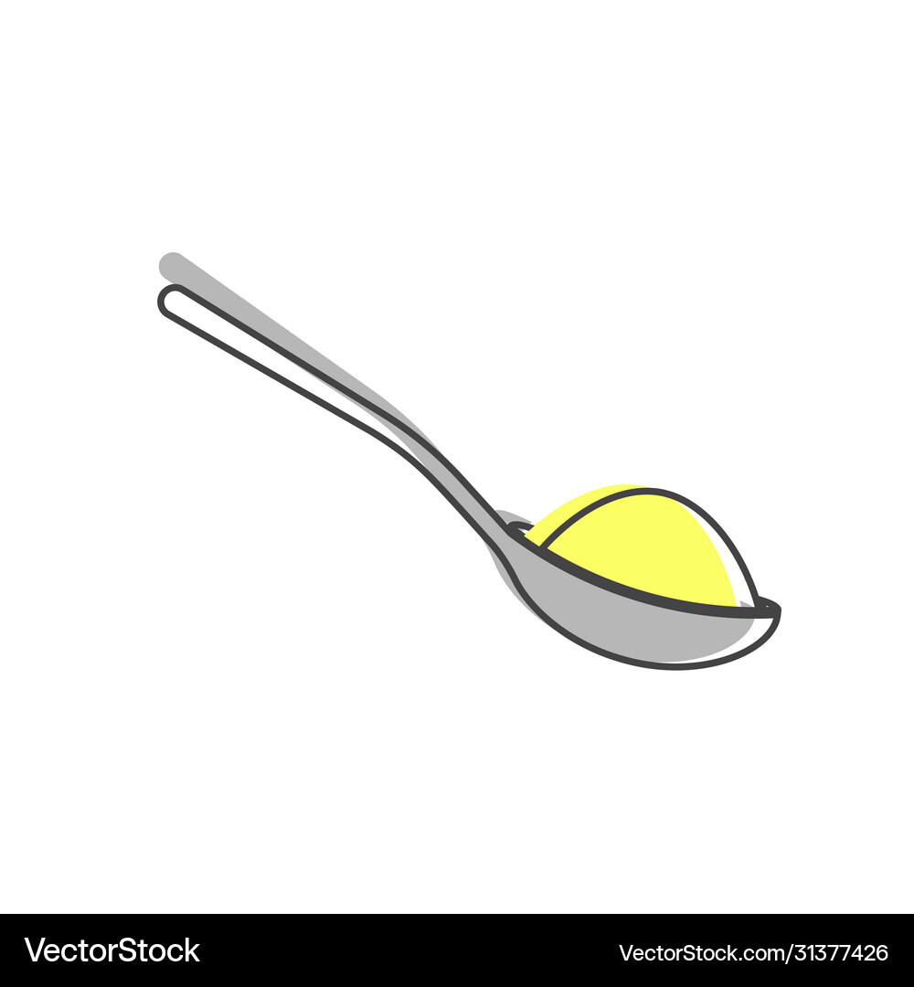 Icon a spoon with sugar or salt cartoon style Vector Image