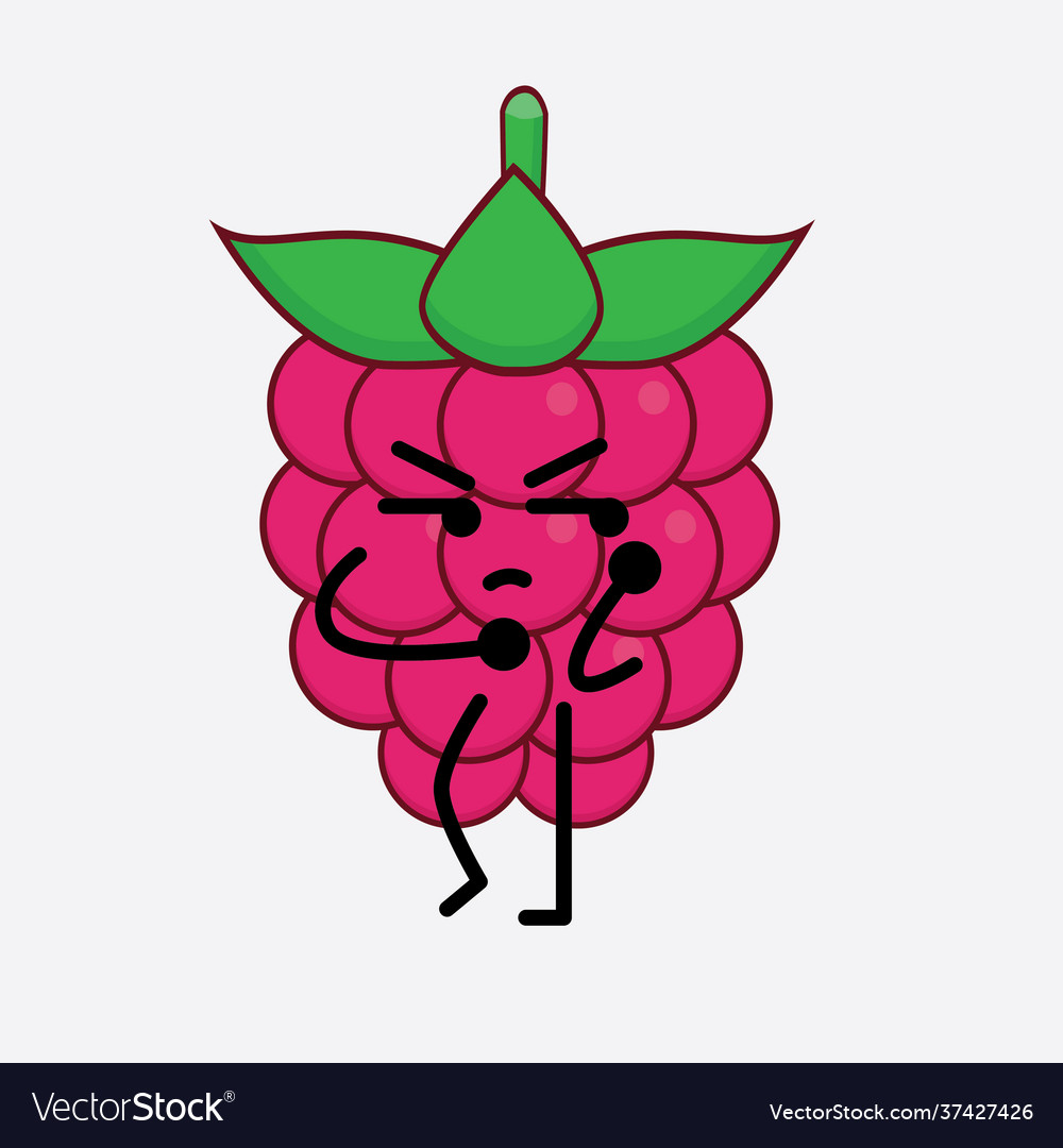 Raspberry fruit cute character with simple face Vector Image Raspberry fruit cute character with simple face