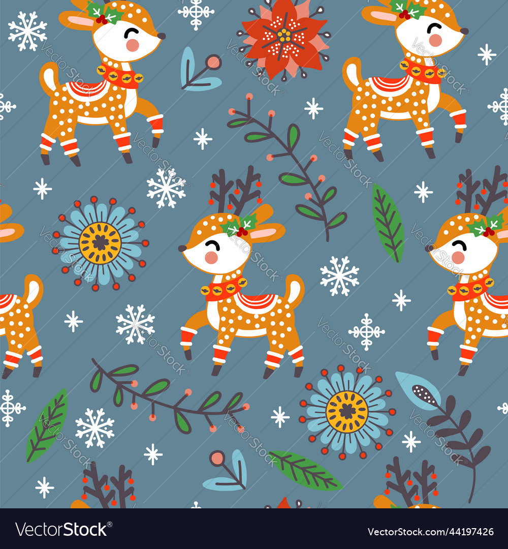 Seamless pattern christmas deers