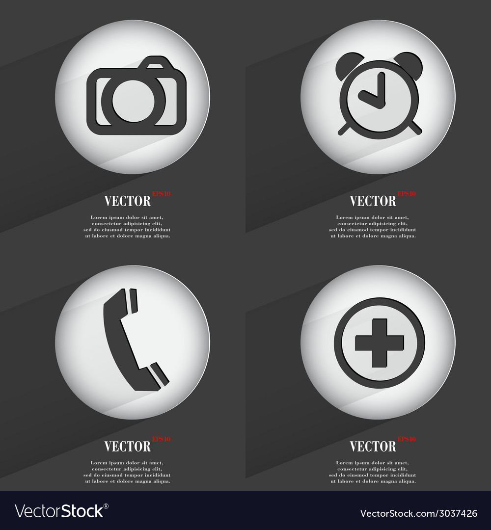 Set of 4 flat buttons icons with shadows