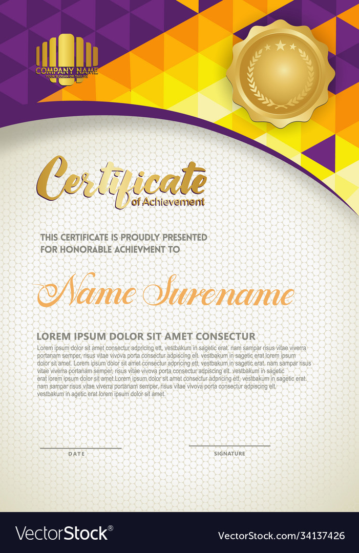 Vertical certificate template with triangle