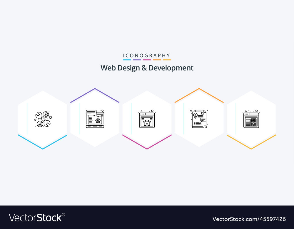 Web design and development 25 line icon pack
