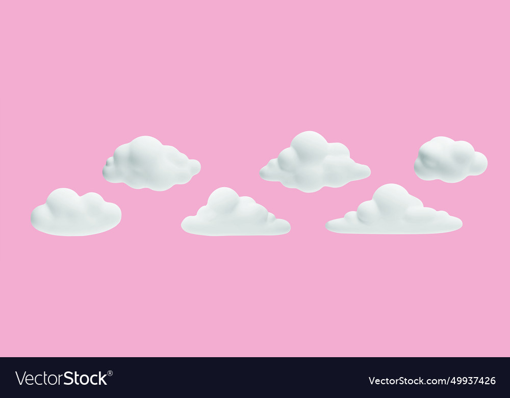 White clouds set of volumetric 3d