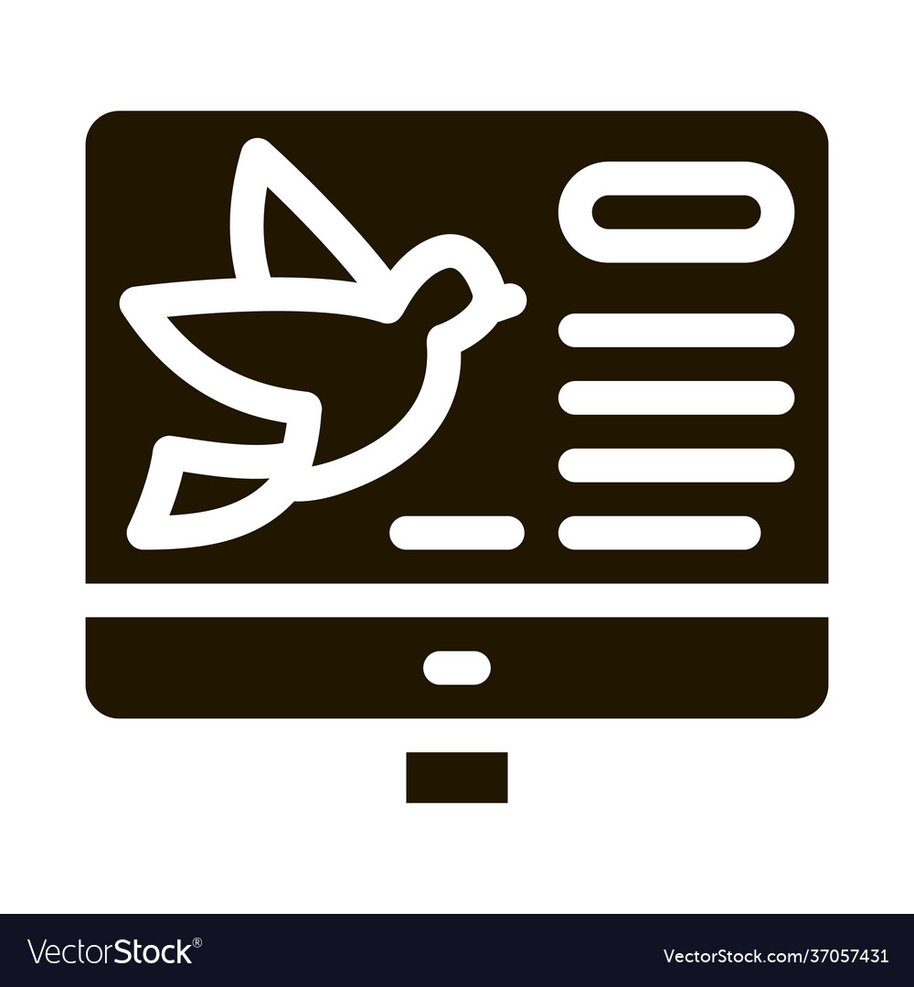 Bird on computer screen icon