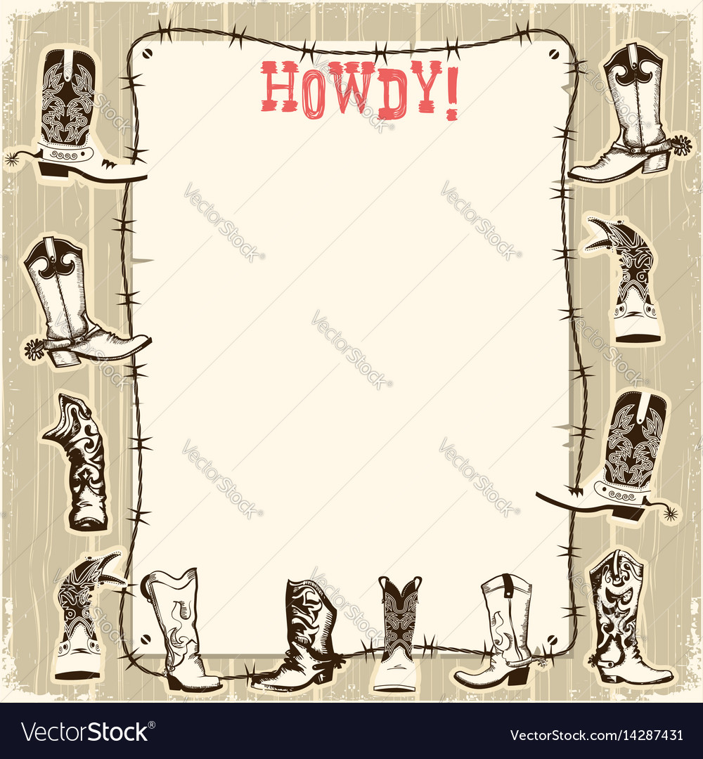 Cowboy party paper background for text Royalty Free Vector