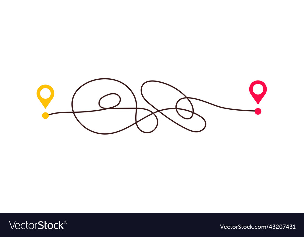 Difficult way chaos path from point a to b vector image Difficult way chaos path from point a to b